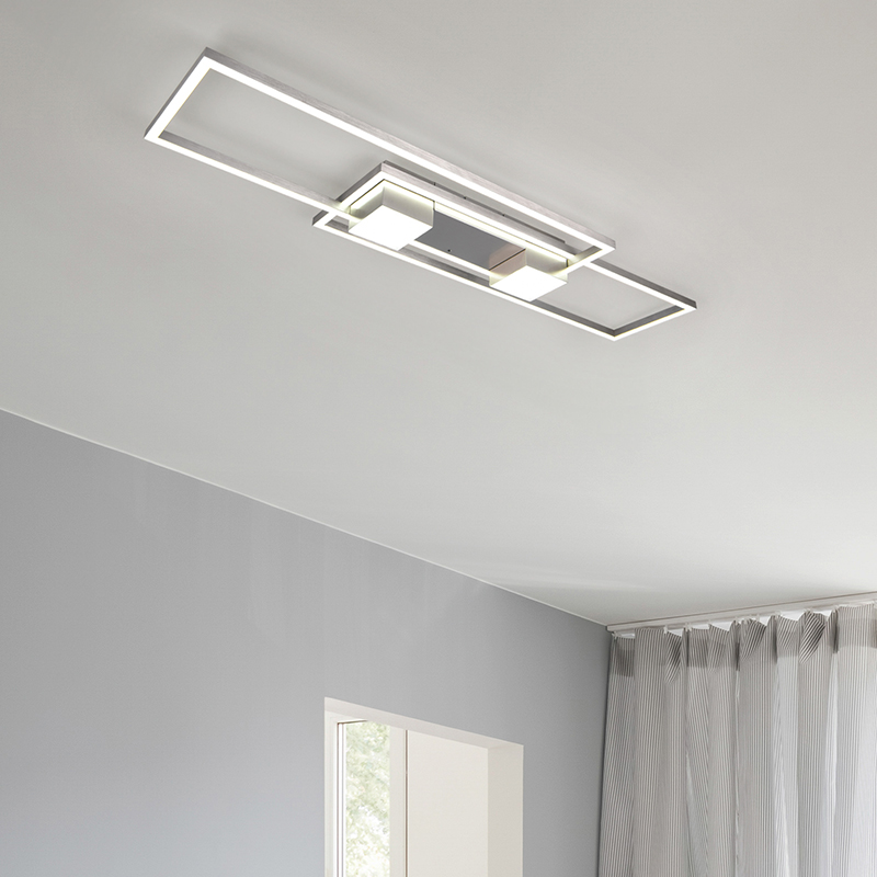 Nickel Deckenlampe Design, Sohaib, 37W, warm- bis kaltweiß einstellbare LED, 3-stufig dimmbar