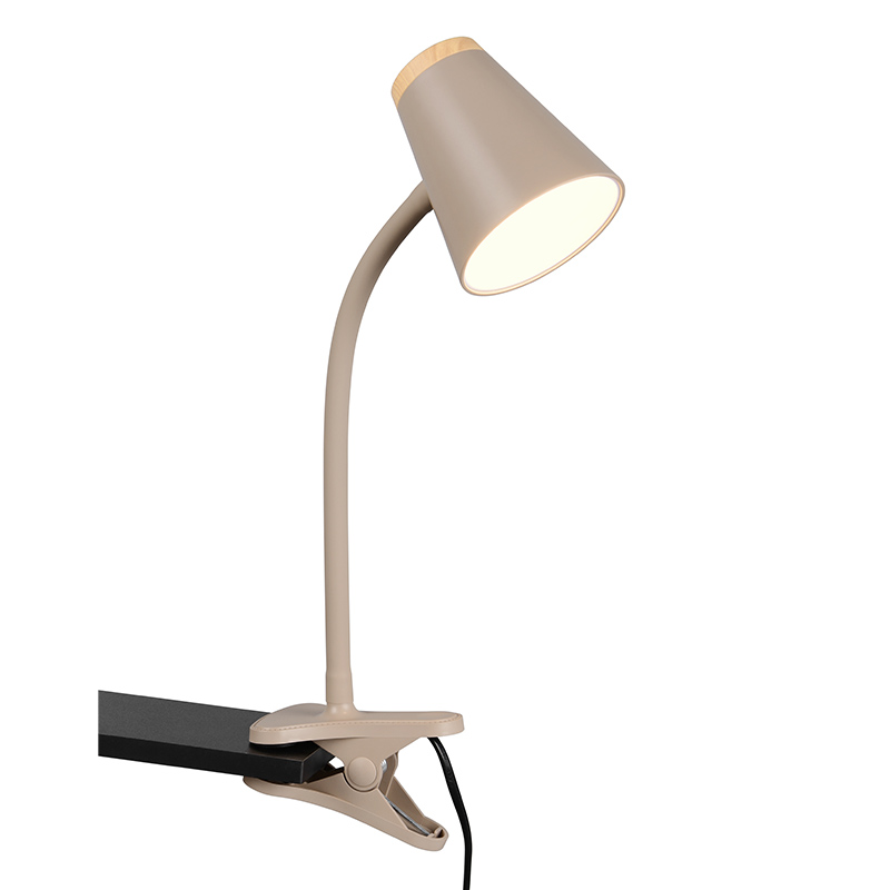 Braune Klemmleuchte Modern, Rahul, 4,5W, 3000K LED, mit Schalter