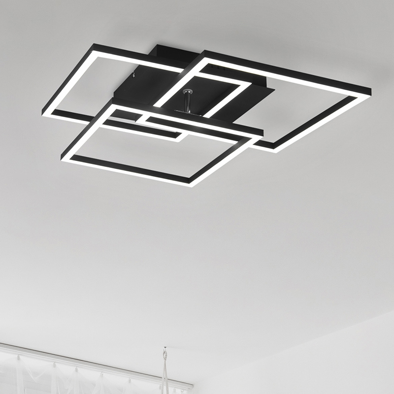 Schwarze Deckenlampe Modern, Bibiana, 28W, warm- bis kaltweiß einstellbare LED, mit Fernbedienung