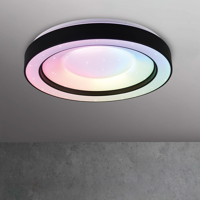 Schwarze Deckenlampe Modern, Navin, 22W, RGBW LED, mit Fernbedienung