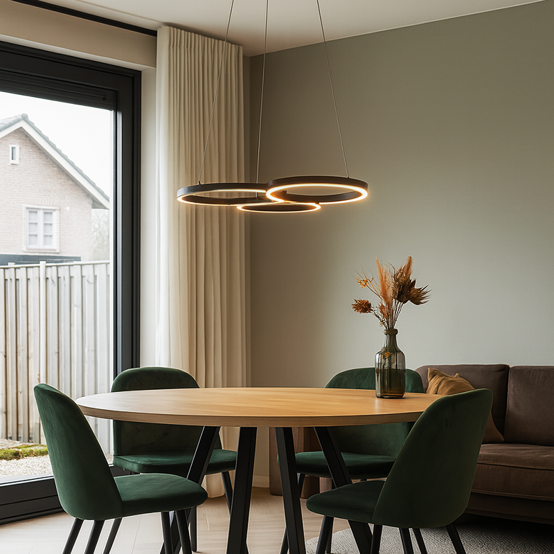 Design Pendelleuchte Schwarz, Thalia, 36W, 2700K LED, 3-stufig dimmbar Design Pendelleuchte Schwarz, Thalia, 36W, 2700K LED, 3-stufig dimmbar