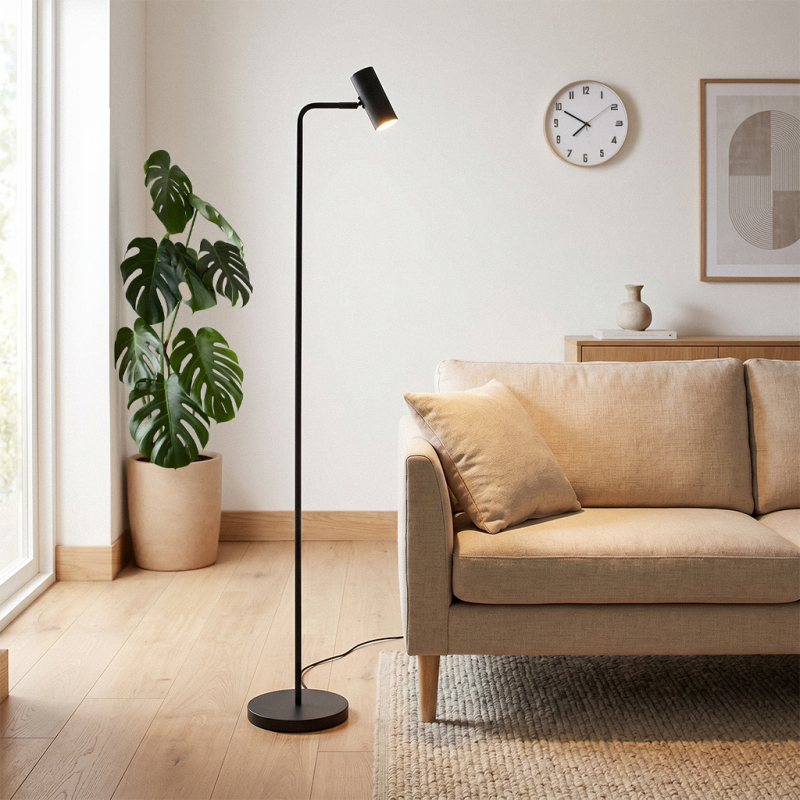 Moderne Stehlampe Schwarz, Carlos, mit Schalter