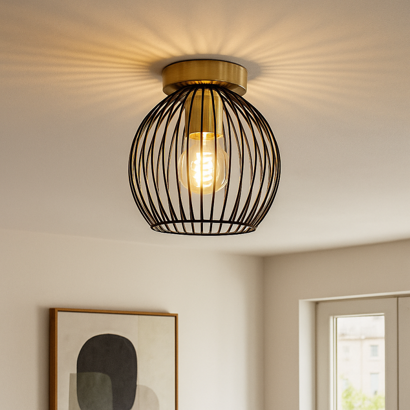Industrielle Deckenlampe Gold, Wiro