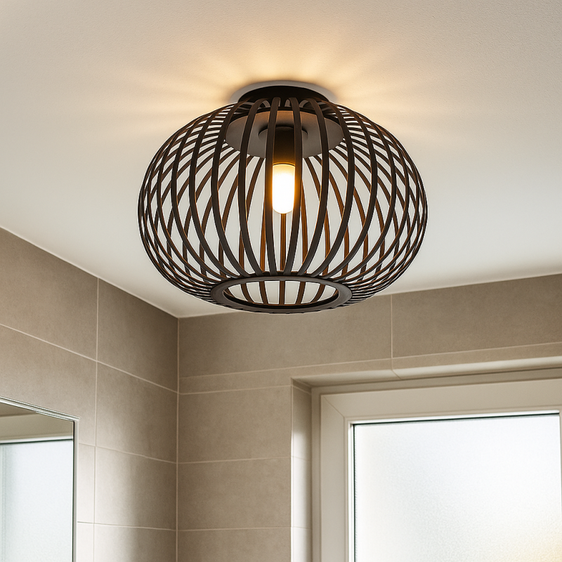 Industrielle Badezimmer Deckenleuchte Schwarz, Lieve, IP44 Industrielle Badezimmer Deckenleuchte Schwarz, Lieve, IP44