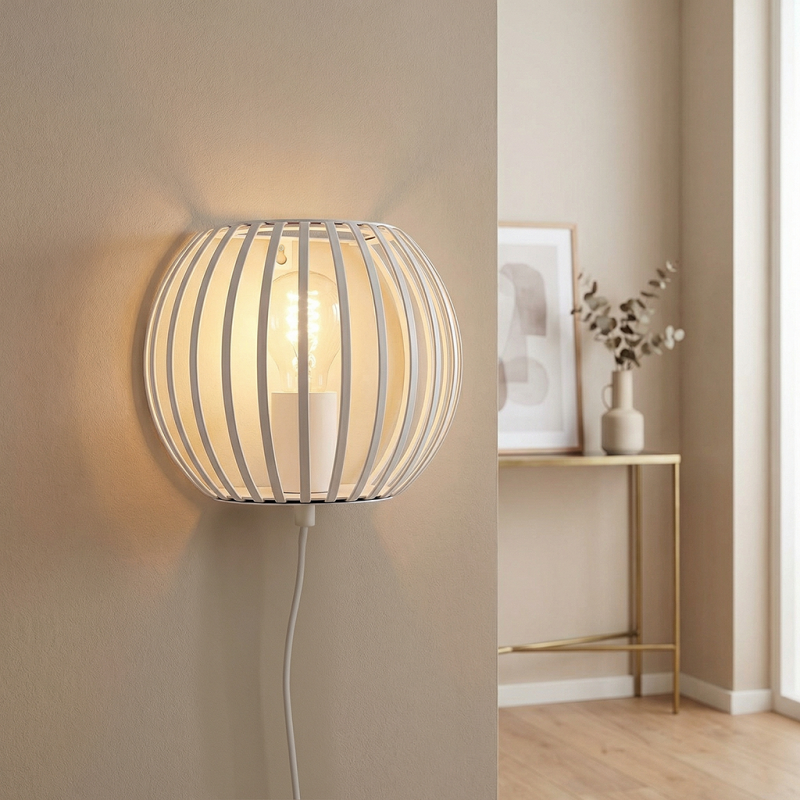 Industrielle Wandleuchte Weiß, Lieve, mit Schalter Industrielle Wandleuchte Weiß, Lieve, mit Schalter
