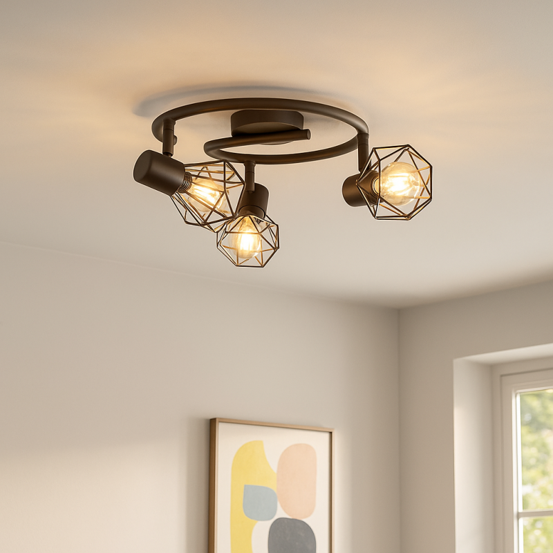 Industrielle Deckenstrahler Jaylano, Metall, schwarz