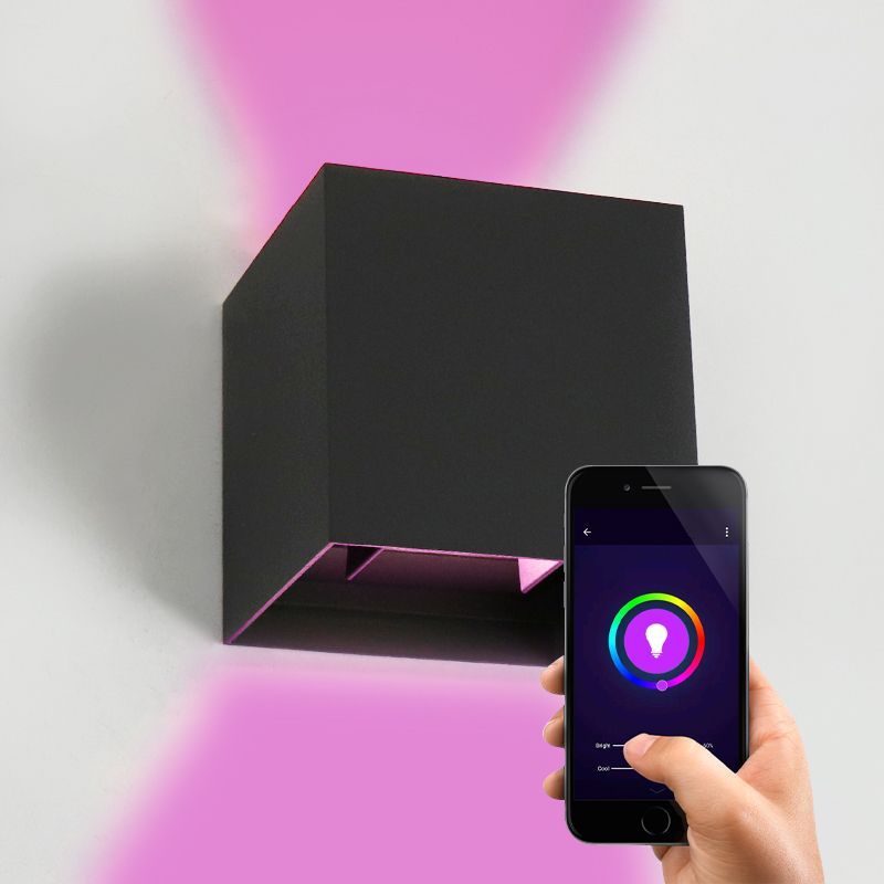 Moderne Smart Wandleuchte Schwarz, Dion, 6W, RGBW LED, IP54