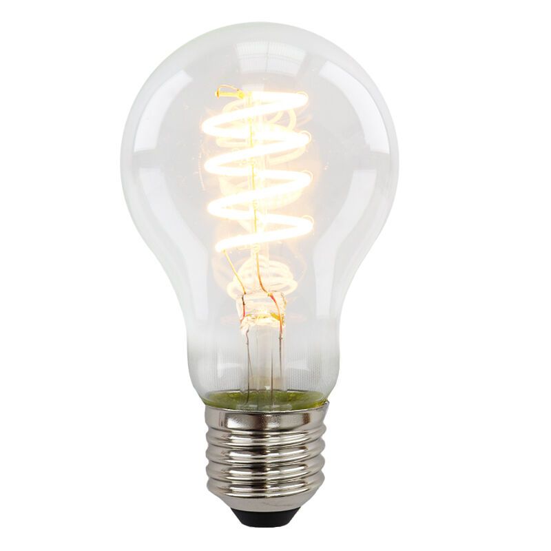 Dimmbare E27 LED Lampe, Tuelo, A60, 4w, transparent Glas, 2700k