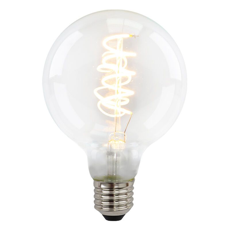 Dimmbare E27 LED Lampe, Tuelo, G95, 4w, transparent Glas, 2700k
