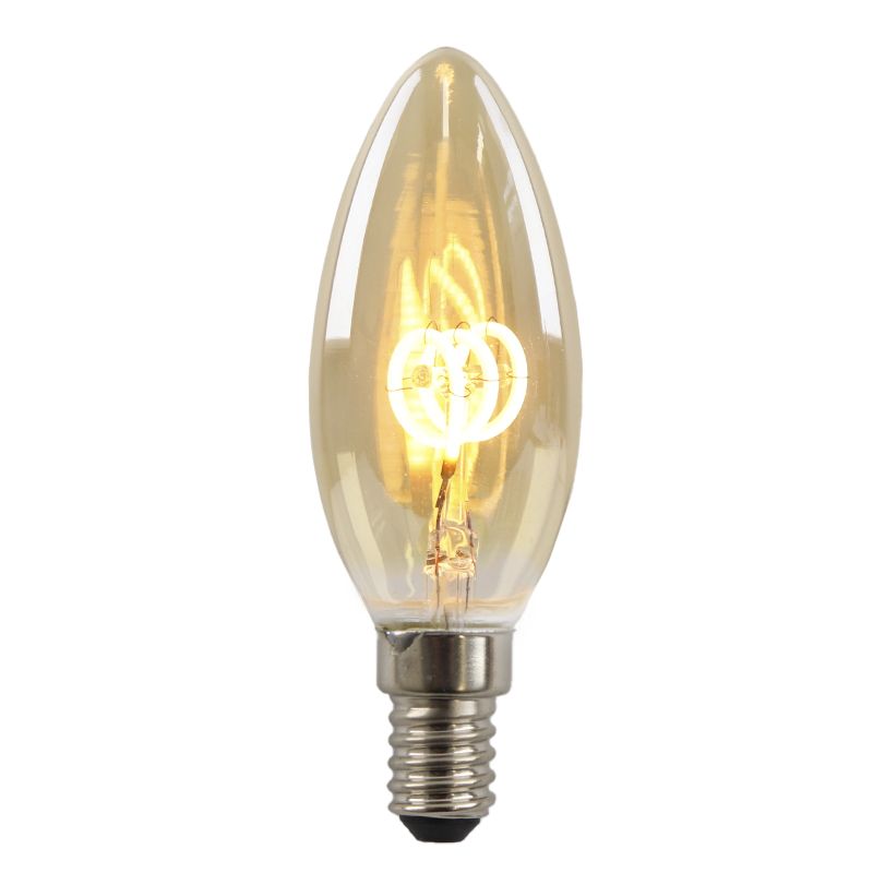 Dimmbare Olucia E14 LED-Kerzenlampe Tuelo, Bernstein, 2W, 2200K