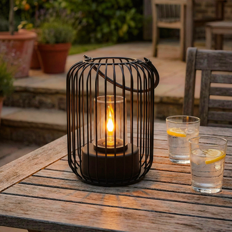 Moderne Außen Tischleuchte Schwarz, Enya, IP44