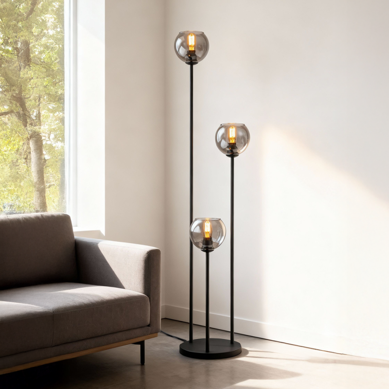 Design Stehlampe Grau, Giada, mit Schalter