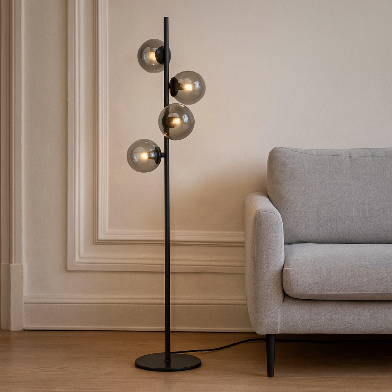 Design Stehlampe Grau, Remo, mit Schalter