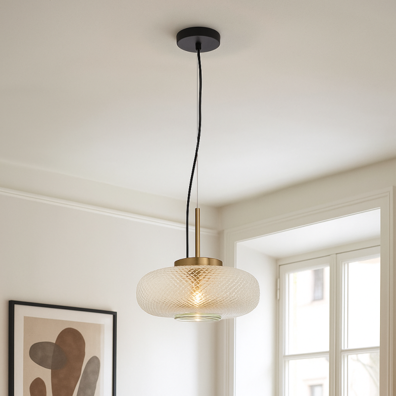 Retro Pendelleuchte Transparent, Johnson