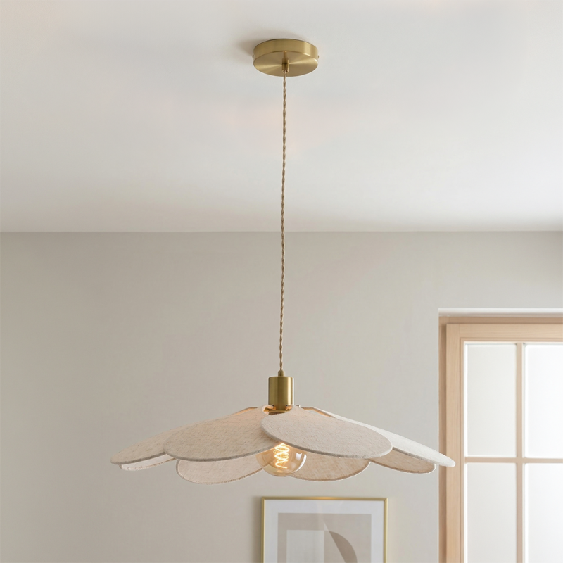 Landhaus Pendelleuchte Beige, Nena