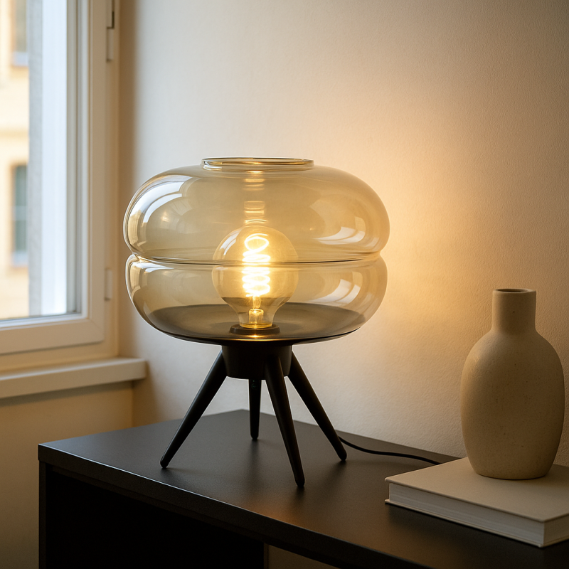 Retro Tischleuchte Bernstein, Sean, mit Schalter