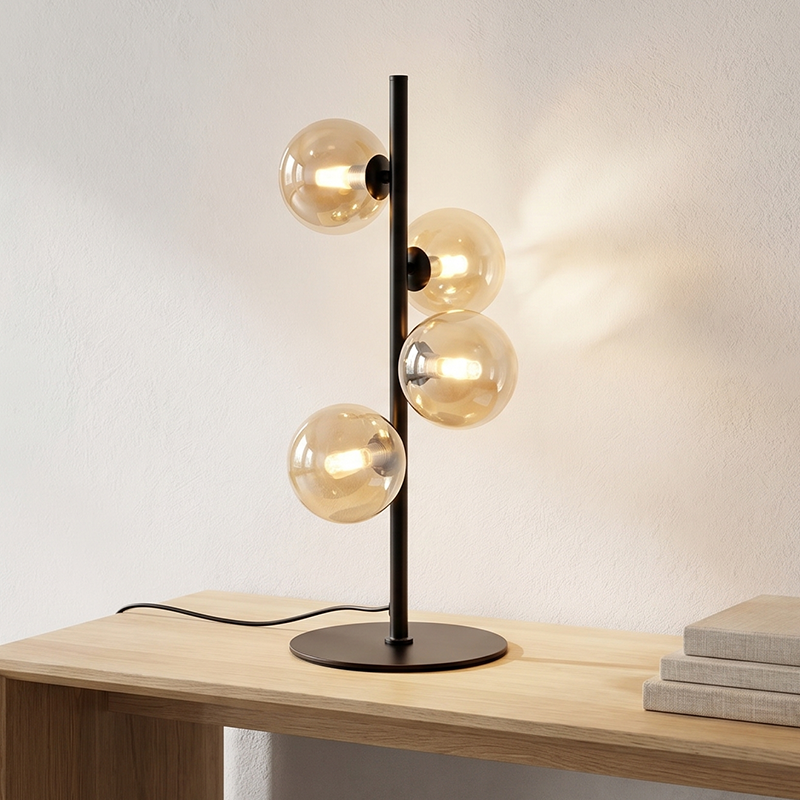 Design Tischleuchte Bernstein, Remo, mit Schalter Design Tischleuchte Bernstein, Remo, mit Schalter