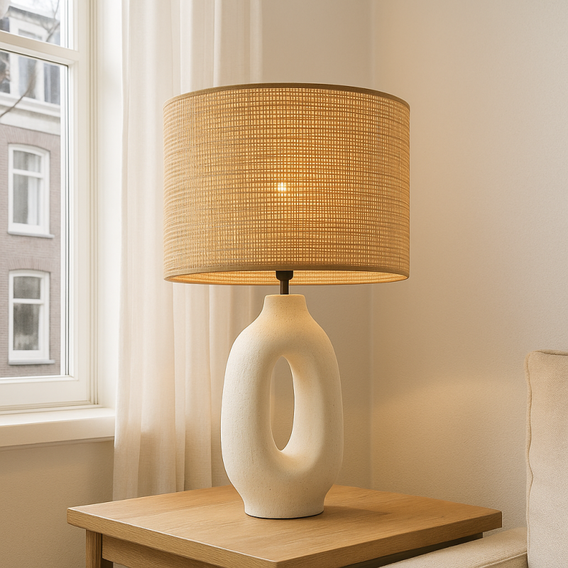 Landhaus Tischleuchte Weiß, Bette, mit Schalter