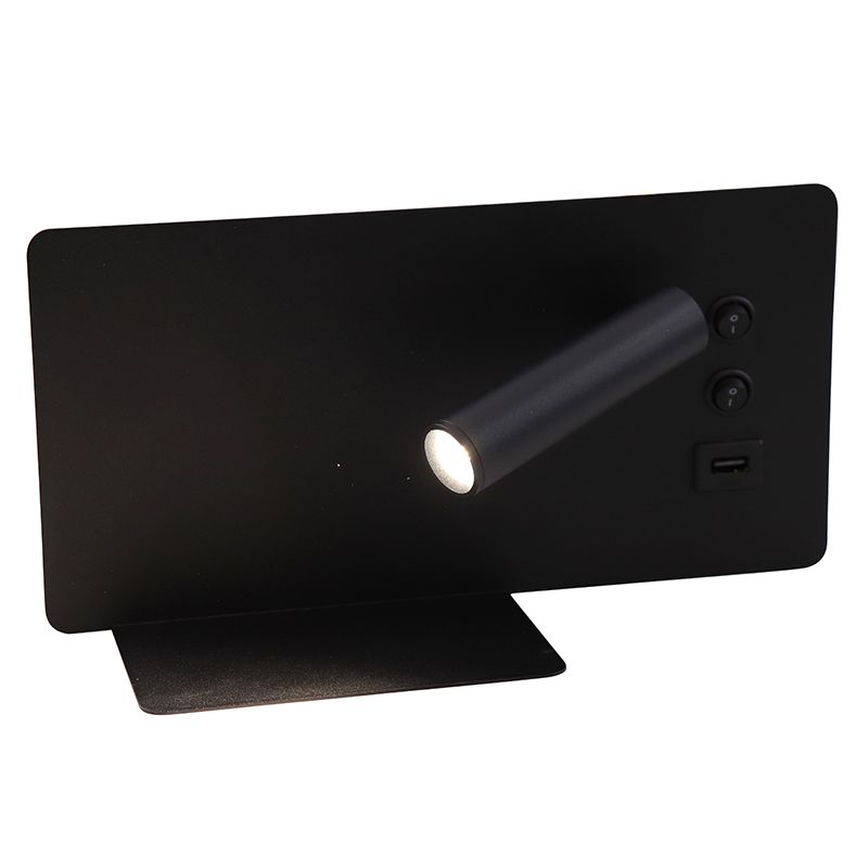 Moderne Wandleuchte Schwarz, Stanley, 10W, 4000K LED, mit Schalter