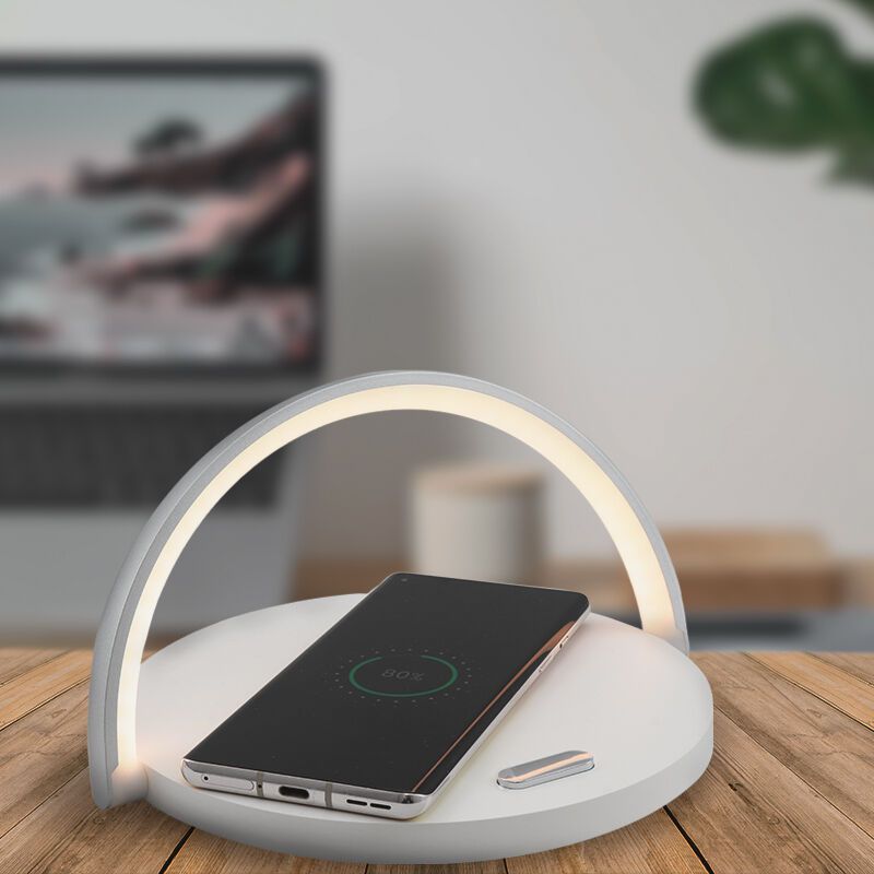 Weiße Tischleuchte Kunststoff, Erhan, 2W, 3000K LED, mit Schalter