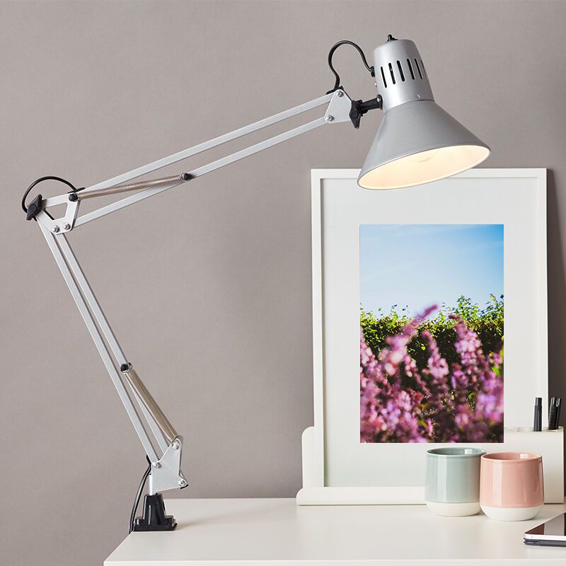 Metall Klemmspot Grau, Katharina, mit Schalter