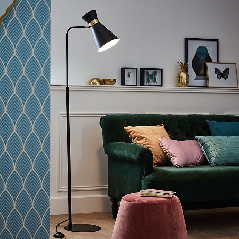 Moderne Stehlampe Gold, Albane, mit Schalter