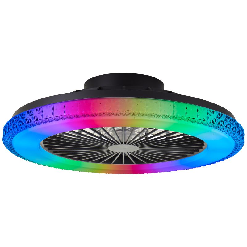 Moderne Deckenventilator Schwarz, Baki, 40W, RGBW LED, mit Fernbedienung Moderne Deckenventilator Schwarz, Baki, 40W, RGBW LED, mit Fernbedienung