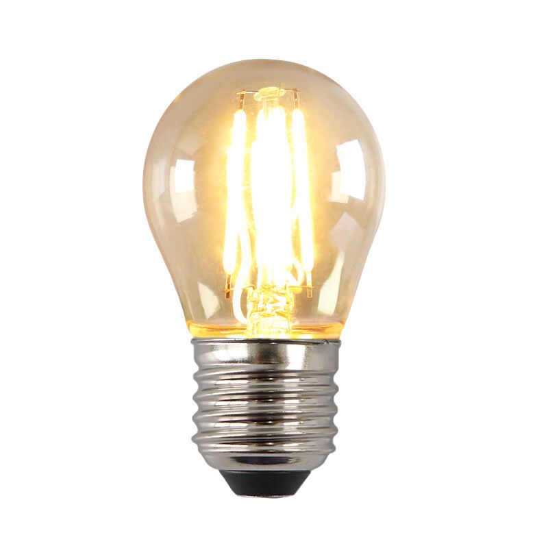 Dimmbare E27 LED Lampe, P45, 4W, Bernstein Glas, 2700K Dimmbare E27 LED Lampe, P45, 4W, Bernstein Glas, 2700K