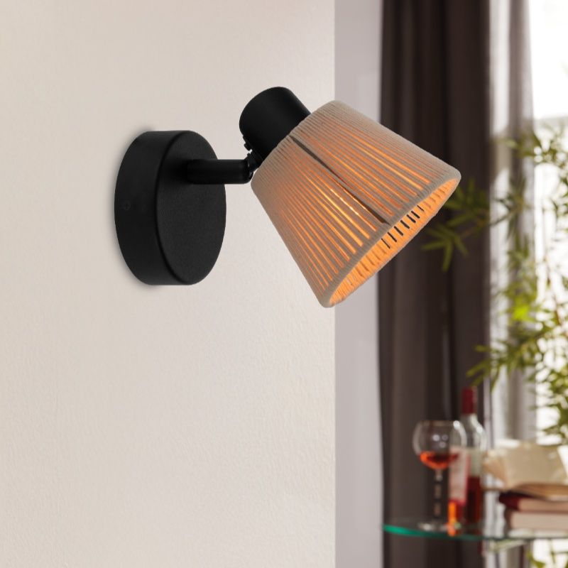 Creme landhaus Wandstrahler Stoff, Serah