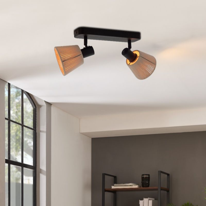 Creme landhaus Deckenstrahler Stoff, Serah