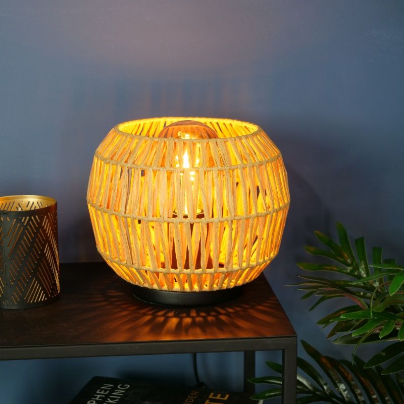 Papier Tischleuchte Braun, Serhan, mit Schalter