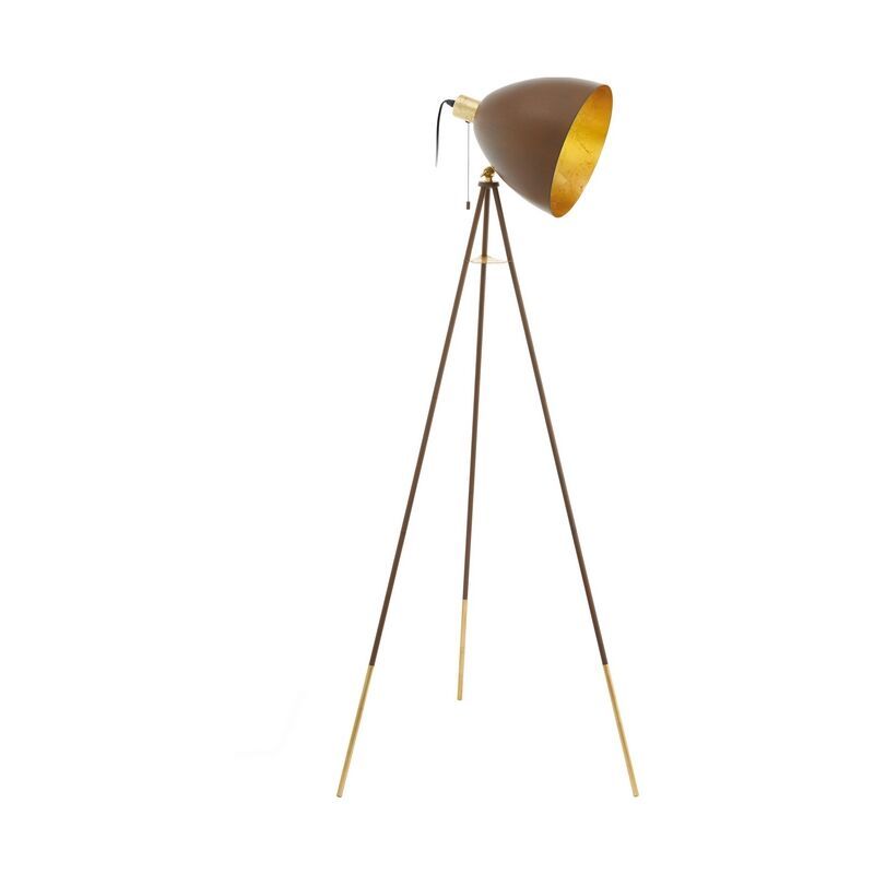Goldene moderne Stativlampe Stahl, Maick, mit Zugschalter Goldene moderne Stativlampe Stahl, Maick, mit Zugschalter