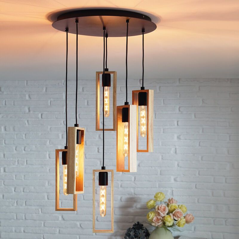 Holz Pendelleuchte Braun, Elroy Holz Pendelleuchte Braun, Elroy