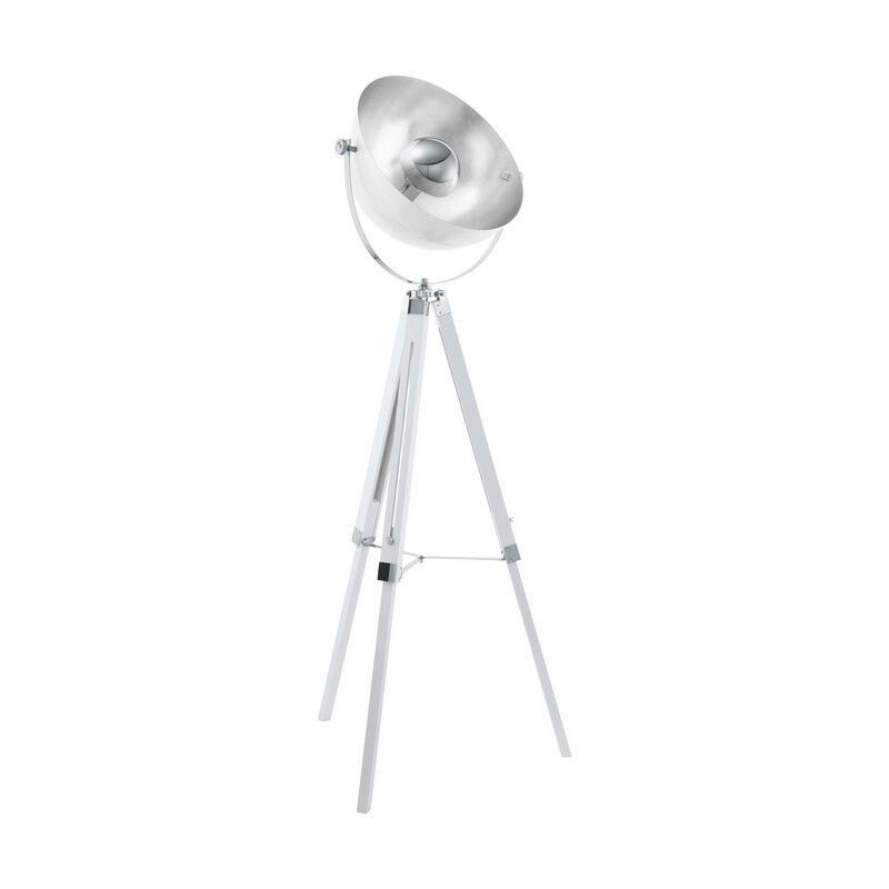 Weiße industrielle Stativlampe Stahl, Nickolas, mit Schalter
