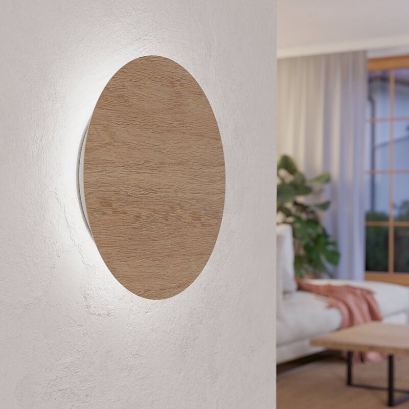 Braune moderne Wandleuchte Holz, Aisling, 9,2W, 3000K LED