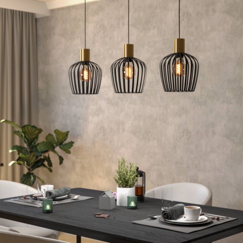 Schwarze industrielle Pendelleuchte Stahl, Insaf