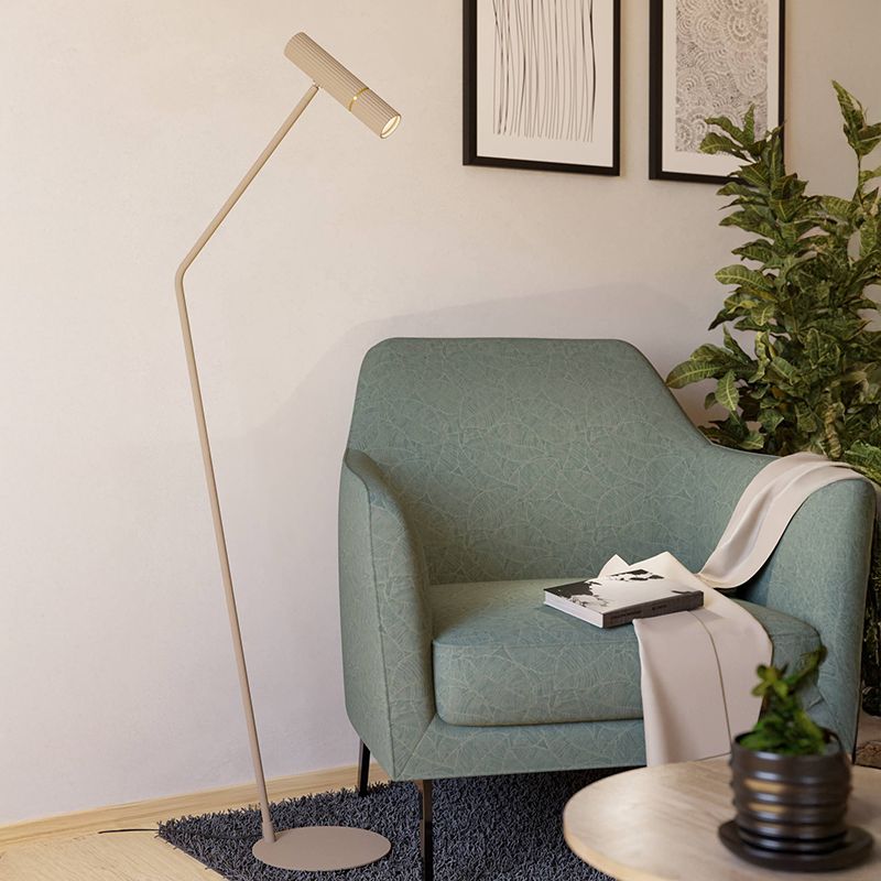 Beige moderne Stehlampe Stahl, Vahid, mit Schalter