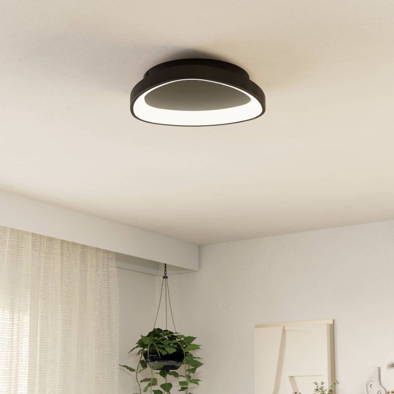 Schwarze moderne Deckenleuchte Kunststoff, Shauni, 12W, warm- bis kaltweiß einstellbare LED, mit Fernbedienung Schwarze moderne Deckenleuchte Kunststoff, Shauni, 12W, warm- bis kaltweiß einstellbare LED, mit Fernbedienung