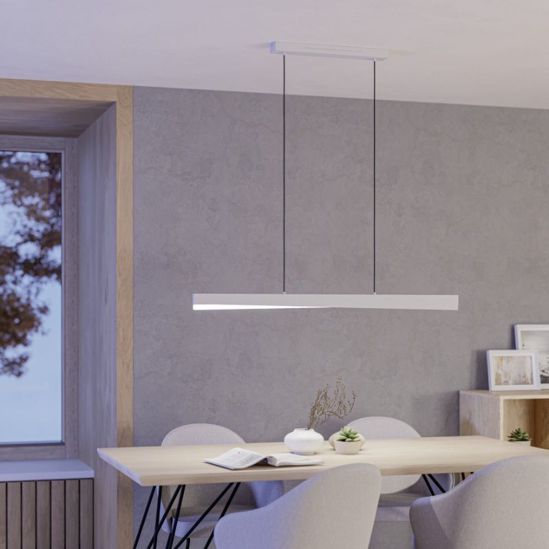 Weiße design Smart Pendelleuchte Kunststoff, Birkan, 19W, RGBW LED, mit Fernbedienung