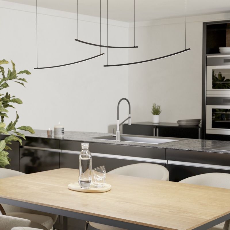 Schwarze moderne Pendelleuchte Kunststoff, Vilko, 22W, White Switch LED Schwarze moderne Pendelleuchte Kunststoff, Vilko, 22W, White Switch LED