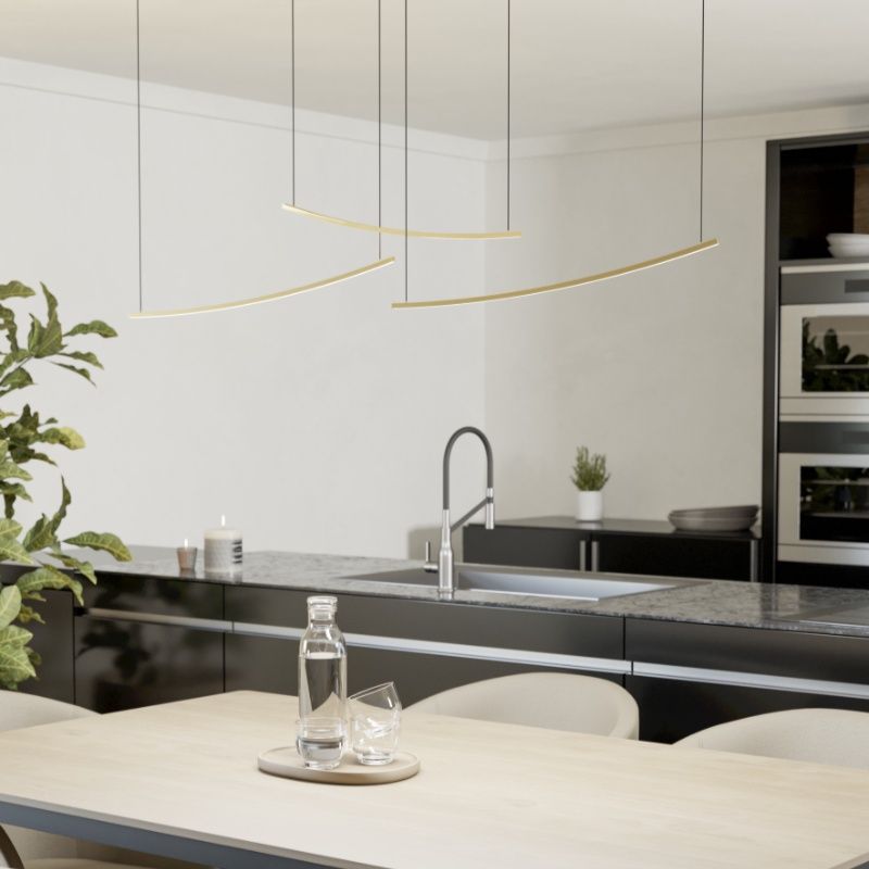 Messing moderne Pendelleuchte Kunststoff, Vilko, 22W, White Switch LED