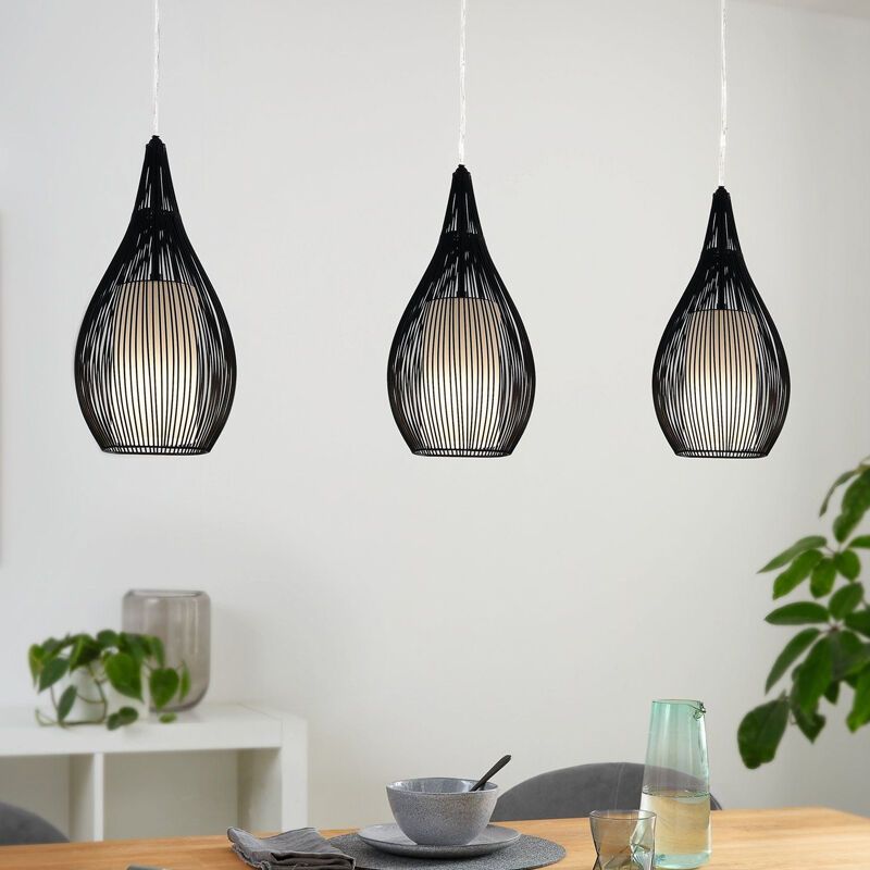 Schwarze moderne Pendelleuchte Glas, Maritima