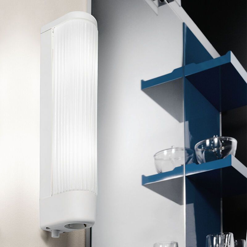 Weiße Spiegelbeleuchtung Glas, Amrita, mit Schalter