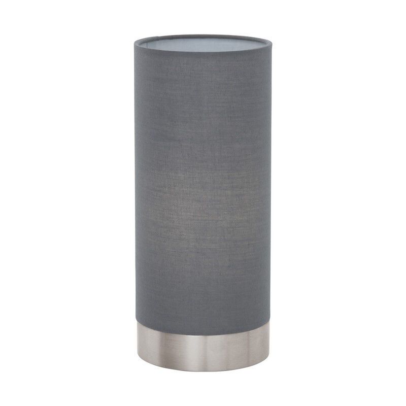 Graue moderne Tischleuchte Stoff, Abano, mit Touch-Dimmer
