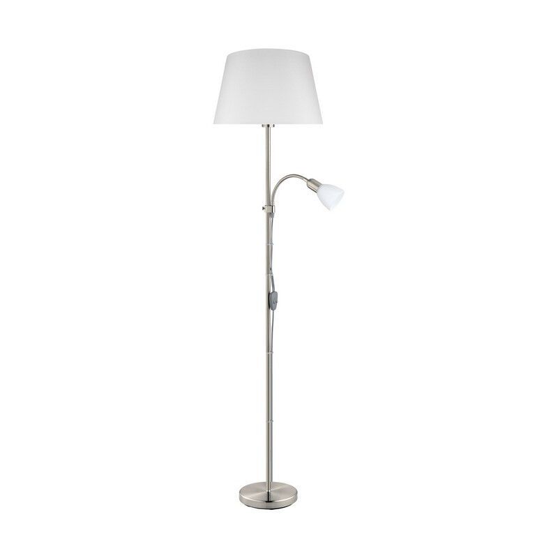 Nickel Leselampe Stehlampe Stoff, Arris, mit Schalter Nickel Leselampe Stehlampe Stoff, Arris, mit Schalter