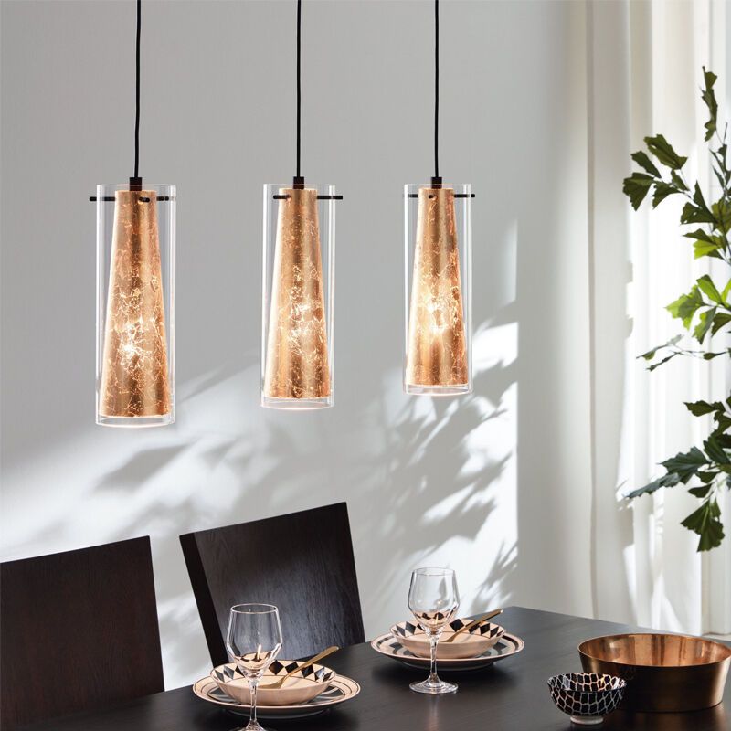 Goldene moderne Pendelleuchte Glas, Barceno Goldene moderne Pendelleuchte Glas, Barceno