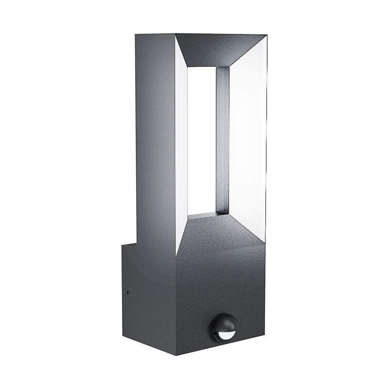Schwarze moderne Außen Wandleuchte mit Bewegungsmelder Aluminium, Larisa, 5W, 3000K LED, IP44