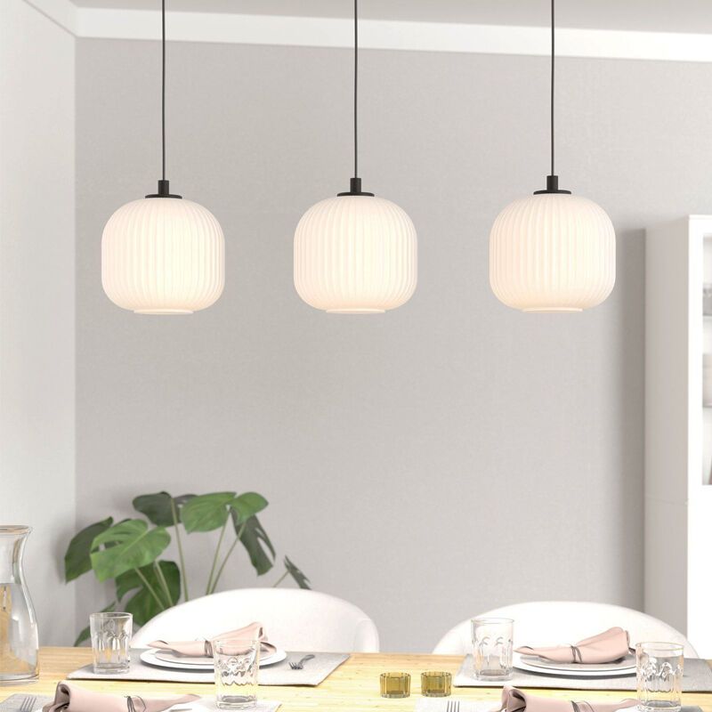 Weiße retro Pendelleuchte Glas, Elvera Weiße retro Pendelleuchte Glas, Elvera