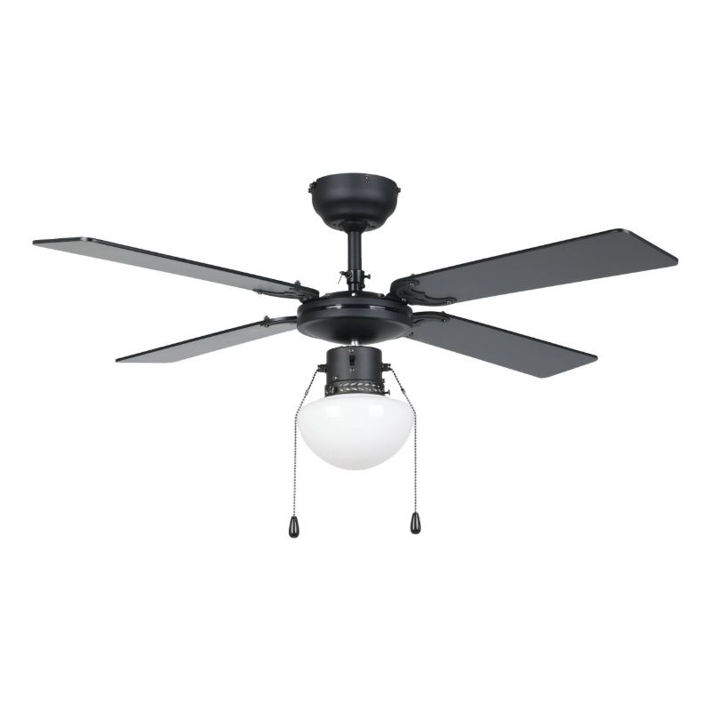 Schwarze Deckenventilator Stahl, Otman, mit Zugschalter Schwarze Deckenventilator Stahl, Otman, mit Zugschalter