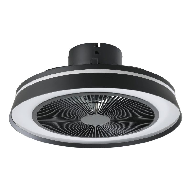 Schwarze moderne Deckenventilator Kunststoff, Najma, 25,2W, RGBW LED, mit Fernbedienung